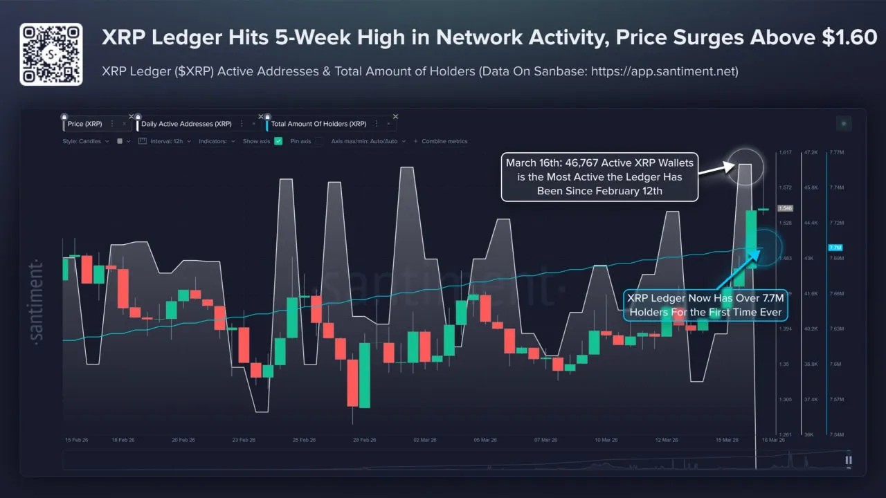 Активность в сети XRP Ledger выросла до максимума за 5 недель