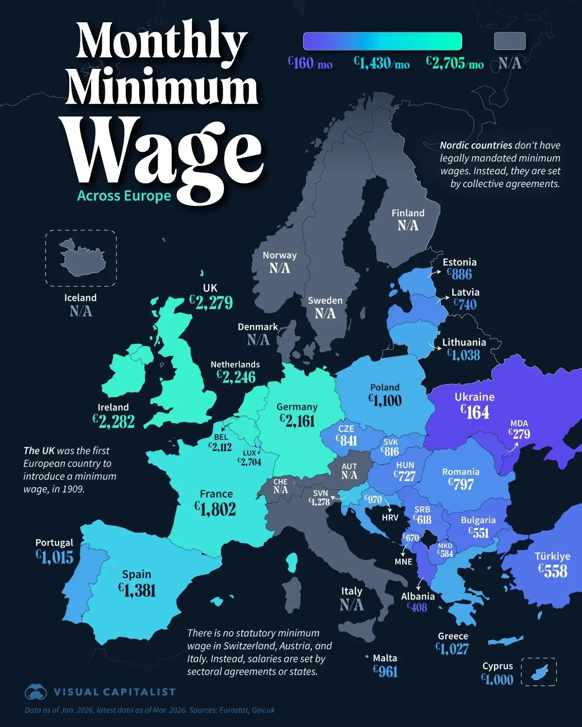 Минимальная заработная плата в Европе